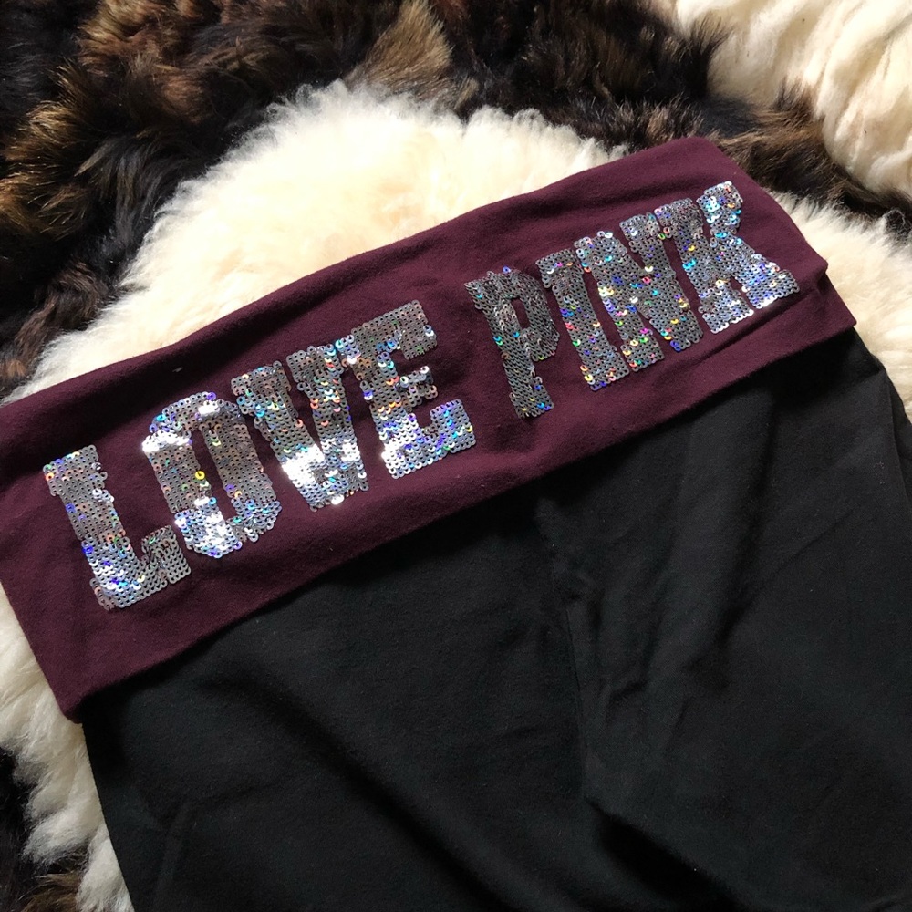 Rare Bling Love Pink Victoria’s Secret yoga capris